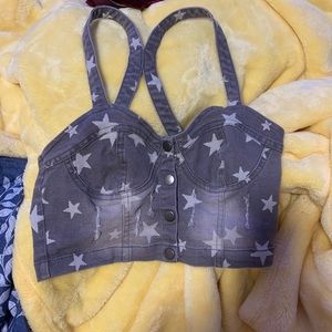 Grey stars crop top